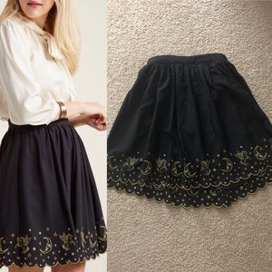 Black Mini Skirt with Mystic Embroidery